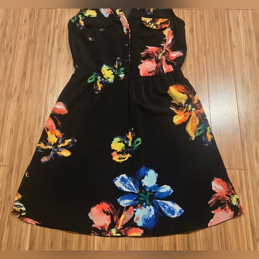 Mossimo Floral Sleeveless Dress - Black with Multicolor Accents - Picture 2 of 8